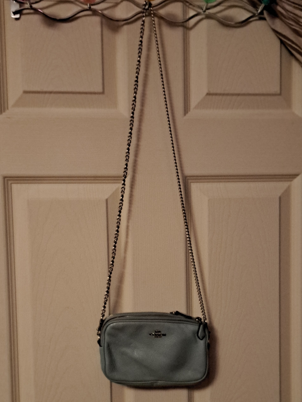 Coach Mini Crossbody Bag in Light Green with Chain Strap